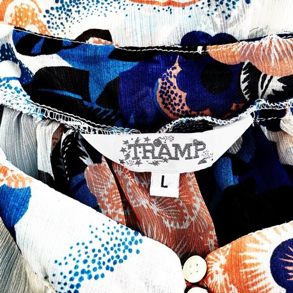 Tramp Floral Sheer Colorful Swing Blouse Size Large EUC - Picture 11 of 16